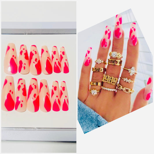 Pink Cow Press On Nails